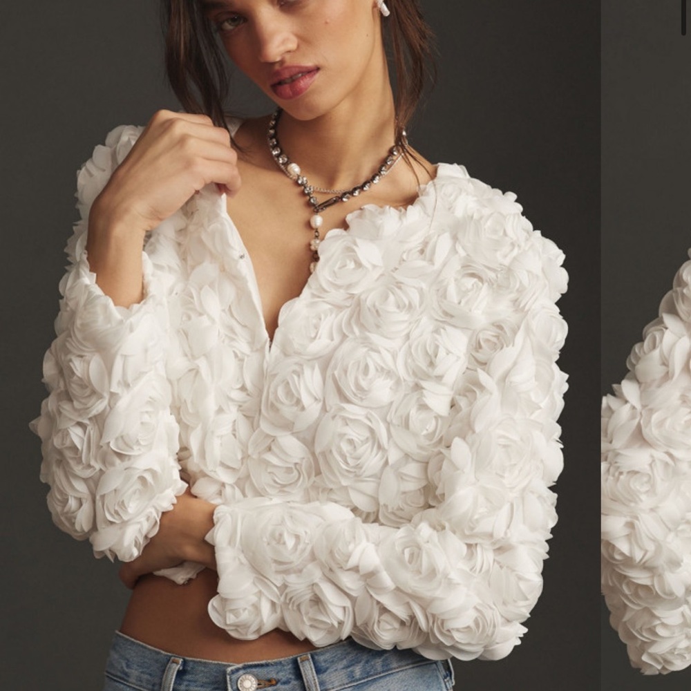 Floral Appliqué Cropped Jacket